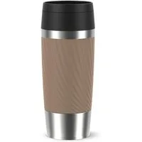 Emsa Thermobecher Travel Mug Classic Twist, 1-tlg., Edelstahl, Kunststoff, Silikon, 0,36 Liter, Comfort-Schraubverschluss, Quick-Press, auslaufsicher