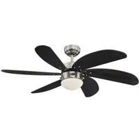 Westinghouse Deckenventilator Deckenventilator Turbo Swirl Chrom 105 cm mit Licht, Mit Zugschnur