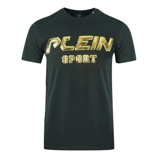 Plein Sport Gold Logo Schwarzes T-Shirt