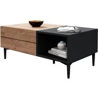 Newroom Couchtisch Wildeiche 100 cm, Wildeiche Wohnzimmertisch Vintage Indurstrial Landhausstil Sofatisch