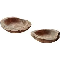 Meinposten Dekoschale Teakschale 2er Set Aufbewahrung rund 15 cm Wurzelholz Massiv (2 St., 2er Set)