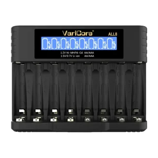VariCore ALL8 Intelligent Rechargeable Battery Charger for Ni-MH Ni-Cd AA AAA 1.2V 1.5V 3.7V Li-Ion 14500/10440 Battery