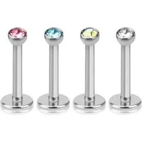 viva-adorno Piercing-Set Lippen Piercing Stecker mit Stein Tragus Labret Stecker Zirkonia (Set, 4-tlg), Edelstahl Innengewinde