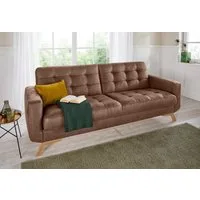 exxpo - sofa fashion 3-Sitzer Fiord, aktuelles Design, tolle Detailverarbeitung im Sitz und Rücken, bequem, wahlweise Kippcouch mit Bettfunktion und Bettkasten, Holzfuß