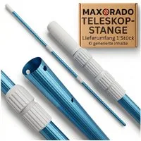 Maxorado Poolpflege Pool Teleskopstange Aluminium Poolstange für Besen Bodendüse Kescher, Alu Stab für Poolreinigung Schwimmbecken