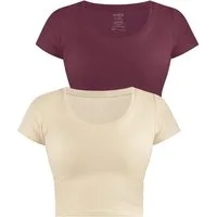Janice Kurzarmshirt 2 x Damen crop T-Shirt Nantes Kurzes Shirt aus Baumwolle