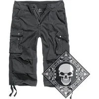 Brandit Cargoshorts Cargo Shorts kurze Hose Legend 3/4 lang Army mit UD Bandana
