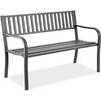 relaxdays Gartenbank aus Metall, grau