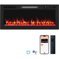 COSTWAY Elektrokamin, 106,5cm WLAN einbau-/Wandkamin 750W/1500W mit APP