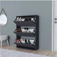 en.casa Schuhschrank »Aurskog« mit Kipptüren 110x735x24cm Anthrazit