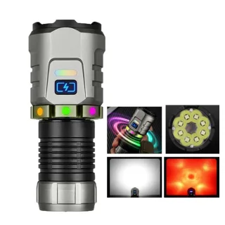 BIKIGHT Super Bright 8 LED Flashlight USB Rechargeable Lamp with Magnet, Gyroscope Rotation Design Torch Outdoor Camping