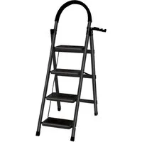 JEOBEST Trittleiter Stufenleiter, Klappleiter Tritthocker mit Handläufen, ( 4 Stufen) Sicherheitsleiter, Anti-Rutsch-stabilem und breitem Pedal