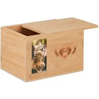 relaxdays Holzkiste Tierurne aus Bambus