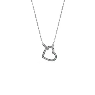 Damenhalskette, Schräges Herz, 925 Sterling Silber BICLL027
