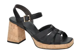 Paul Green Damen Sandalette 6073-02x Schwarz Glattleder Plateau RiemchenSandale