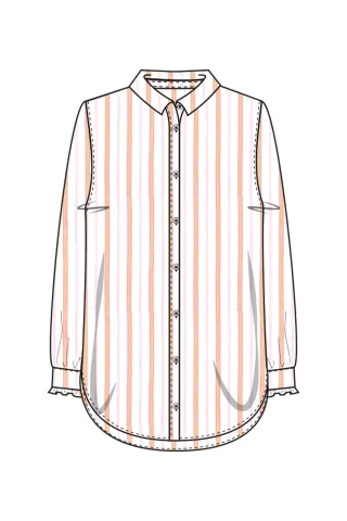 Smith&Soul - Neon Stripe Shirt Collar Blouse offwhite print - Gr. - S