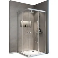 Schulte Eckdusche Sunny verstellbar 75-90 cm 180 cm Höhe, BxT: 90x90 cm, Sicherheitsglas, Eckeinstieg Schiebetüren Silberfarben