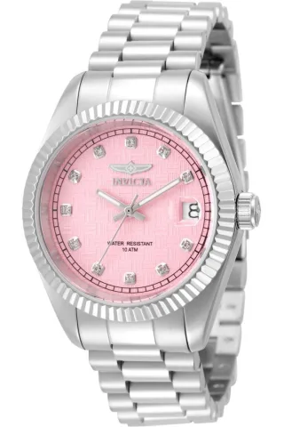 Invicta Specialty 51041 Damenuhr - Quarzwerk - Edelstahl mit pinkfarbenem Zifferblatt - 36 mm