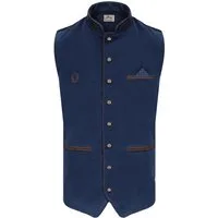 Steigenhöfer Manufaktur Trachtenweste Herren in Samtoptik - Verstellbarer Rückenriegel - Tiefe Taschen Traditionelle Kugelknöpfe - Einstecktuch - Für Oktoberfest Outfit
