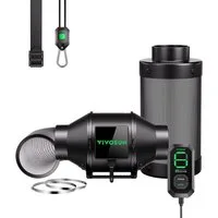 VIVOSUN Ventilatorkombigerät VIVOSUN AeroZesh G-Serie Smart Luftfiltration Kit, 10 cm Durchmesser, Abluft-Set mit E12-Geschwindigkeitsregler und Aktivkohlefilter