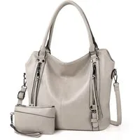 TAN.TOMI Handtasche Damen Schultertasche Groß Shopper Vegan Handtasche, Handtaschen Umhängetasche Geldbörse Damen Taschen 2-Tlg