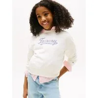 Tommy Hilfiger Sweatshirt TOMMY SCRIPT SEQUIN SWEATSHIRT für Kinder bis 16 Jahre, Logo-Schriftzug mit bunten Pailletten