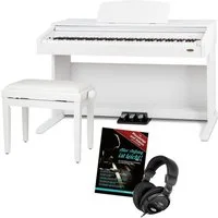 Classic Cantabile Digitalpiano DP-210 E-Piano mit 88 Tasten Hammermechanik (Spar-Set, 4-St., inkl. Klavierbank, Kopfhörer & Schule), Dual Mode/Split Mode (Layer-Funktion) und USB