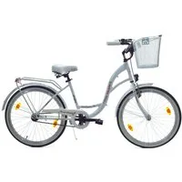 T&Y Trade Cityrad 24 Zoll Kinder Mädchen City Fahrrad Bike Rad STVO Reflex Weiß 1 Gang, 1 Gang, Rücktritt, Gepäckträger, Licht, Seitenständer, Korb