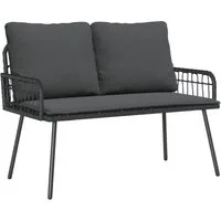 vidaXL Gartenstuhl Gartenbank mit Kissen Anthrazit 114 x 64 x 90cm Stahl (1 St)