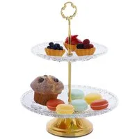 relaxdays Etagere 2-stöckige Etagere aus Glas, Glas, (2-tlg)