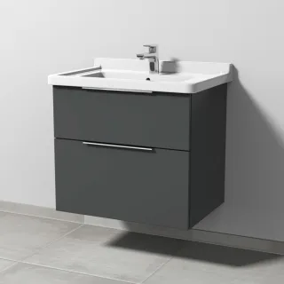 Sanipa 3way Waschtischunterbau zu Duravit Starck 3 Waschtisch mit 2 Auszügen, Anthrazit-Matt UM71022