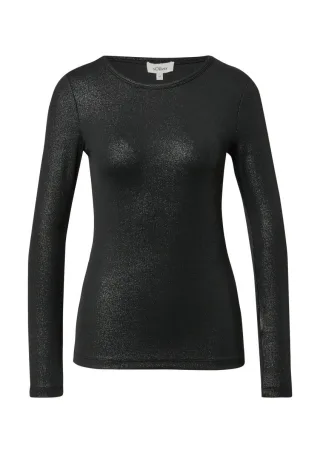 s.Oliver Red Label - Ripp-Shirt mit Glitzer-Effekt schwarz - Gr. - 44