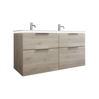 Burgbad Mineralguss Waschtisch-Set Eqio Eiche Dekor Flanelle/Alpinweiss, SEZG122F2632C0001 SEZG122F2632C0001