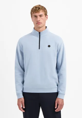 No Excess - Sweater Half Zip Soft Rib Relaxed fit dusty blue - Gr. - XL