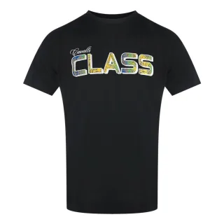 Cavalli Class - Schwarzes T-shirt Mit Leuchtendem Blumenlogo