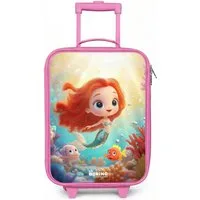 NoBoringSuitcases.com© Kinderkoffer Rosa - mit leuchtende Räder - Meerjungfrau - Fisch - Koralle, 2 Rollen, Handgepäck-Koffer, Kinderkoffer, Reisekoffer Mädchen
