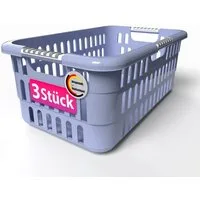 BigDean Wäschekorb 3 Stück Wäschewanne 40L mit Softgriffen Wäschekorb Made in Germany (Set, 3 St., Wäschewanne), Großes Fassungsvolumen, Robust, Klassisch