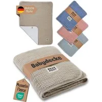 Babydecke Babydecke Musselin Fleecedecke flauschig weich - braun, BEARFOOT, flauschige Kuscheldecke, Baby, Neugeborene, Geschenk Junge & Mädchen