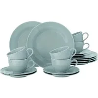 Seltmann Weiden Kaffeeservice Geschirr-Set, Service Beat (18-tlg), 6 Personen, Porzellan, Teller, Tassen, Untertassen, Rillendekor, 18 Teile, für 6 Personen