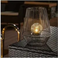 esotec LED Solarleuchte Windlicht Ilona H31,5cm POLYRATTAN Bruchglaskugel 2800K 102207, LED fest integriert