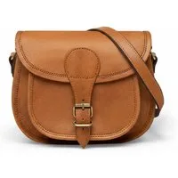 SID & VAIN Umhängetasche echt Leder Crossbody Bag groß braun Schultertasche Damen, Crossbody Bag Echtleder für Damen, Umhängetasche kastanien-braun