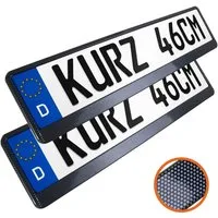 L & P Car Design Kennzeichenhalter für Auto 46 cm in Carbon Optik für kurze Kennzeichen, (2 Stück)