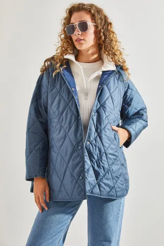 Kapuze Übergroße Steppjacke