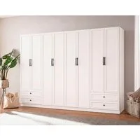 OTTO home Kleiderschrank Arrian 320 cm Weiß, 8-türiger Drehtürenschrank im Landhausstil (mit 4 Schubladen & Organizern, FSC Zertifiziert) XXL STAURAUM FÜR IHR ZUHAUSE