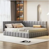 OKWISH Polsterbett Polsterbett Doppelbett Daybett Tagesbett 140x200 cm (Samtstoff, inkl. Lattenrost – Perfekt für Gästezimmer & kleine Räume, 160x200cm), mit Matratze