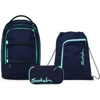 Satch Schulranzen Schulrucksack-Set PACK Ocean Mint 3-teilig (3-teilig), ergonomisch, Your-Size-System, 5 Fächer