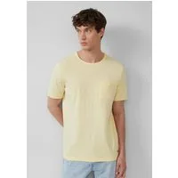 s.Oliver Kurzarmshirt T-Shirt Flammgarn-T-Shirt mit Brusttasche und offenen Kanten