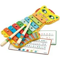DJECO Spielzeug-Musikinstrument Animambo Xylophon Katze Metallophon