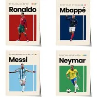 JUSTGOODMOOD Poster Mbappe Ronaldo Messi Neymar Fußball Minimalistisch Mid Century Modern, Ronaldo (1 St)