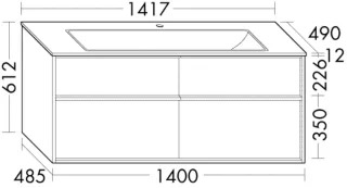 Burgbad Keramik-Waschtisch+Wtu Uomo Preisgruppe 3 Eiche Weiß/Taupe, SHNR142F7473C0040 SHNR142F7473C0040